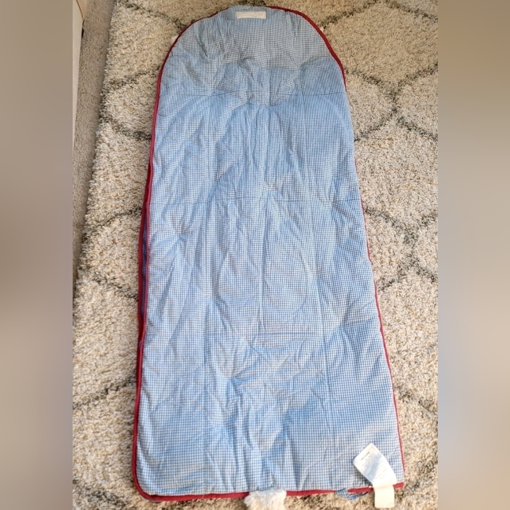 Pottery Barn Kids Shaggy Puppy Dog Sleeping Bag Blue Gingham SEAN - Picture 10 of 13